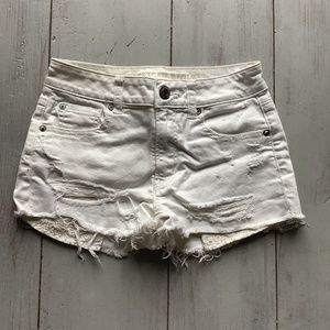 American Eagle High Waisted Festival White Denim Short Size 0